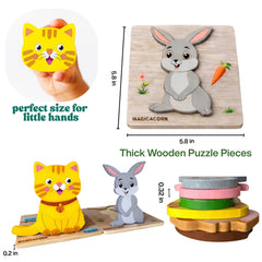 MAGICACORN wooden animal puzzles colorful pieces promote color and shape recognition