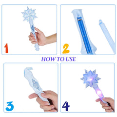 MAGICLULU snowflake wand beside a Christmas tree for festive photos.
