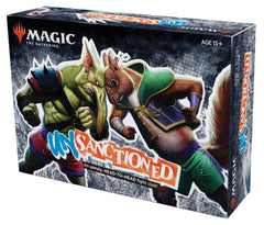 Magic: The Gathering Unsanctioned box front invites two players to playful chaos.