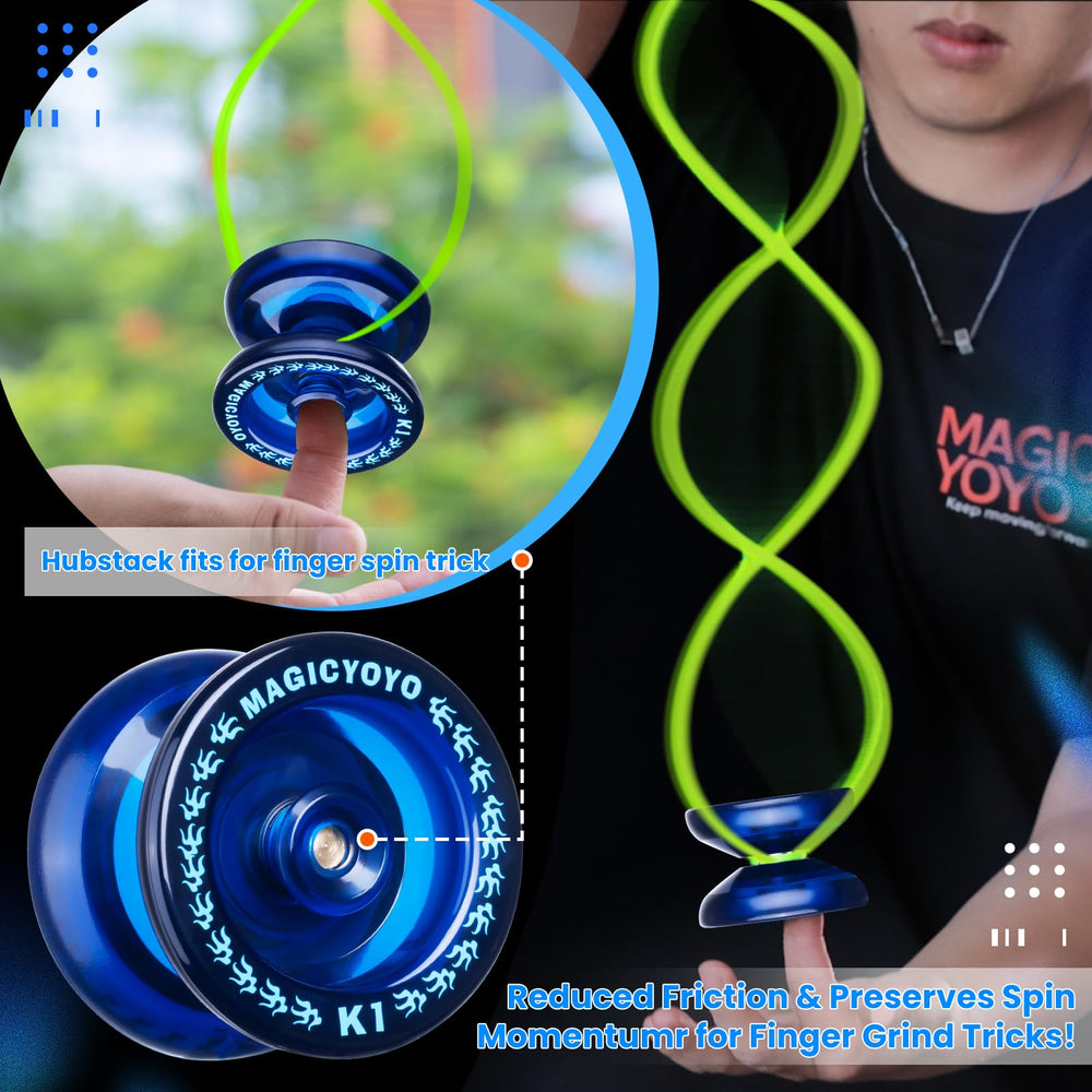 MAGICYOYO K1 hubstacks in action enabling quick spins