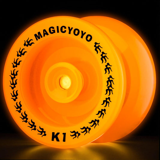 MAGICYOYO K1 Plus glow orange front view illustrates beginner-friendly design and glow effect.