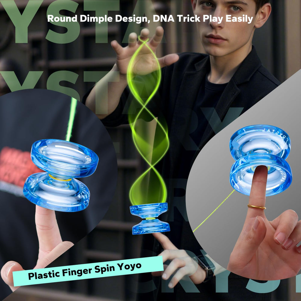 MAGICYOYO K2 Crystal Blue finger-spin dimple enables controlled tricks.