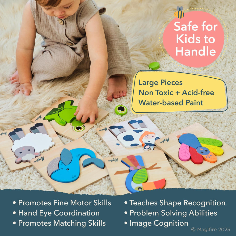 MAGIFIRE cow puzzle encourages shape and size recognition during learning.