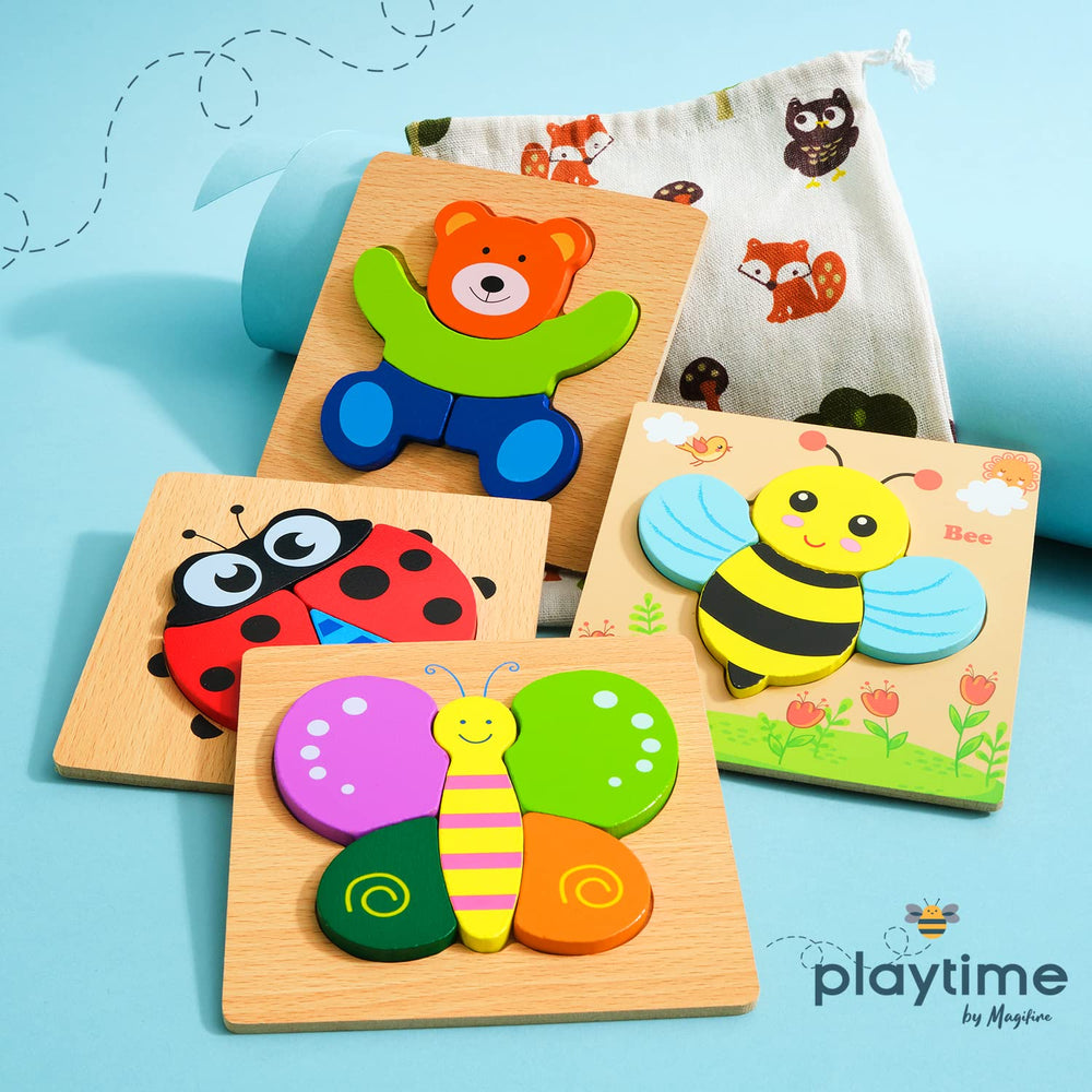 MAGIFIRE wooden puzzle bear offers tactile exploration with chunky pieces.