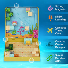 Maginoo 49pcs mini magnetic blocks ocean shell storage tin, keeps pieces organized for travel
