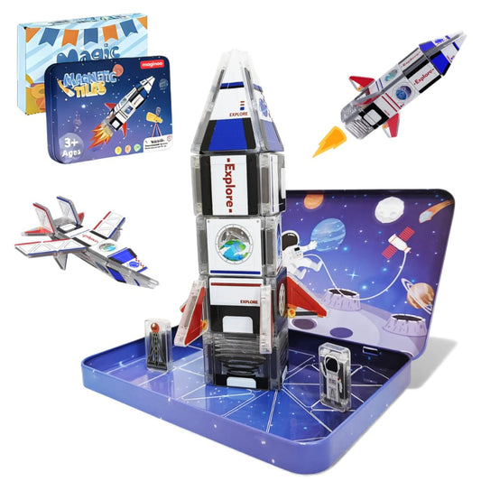 Maginoo rocket tile set for imaginative space builds and STEM play