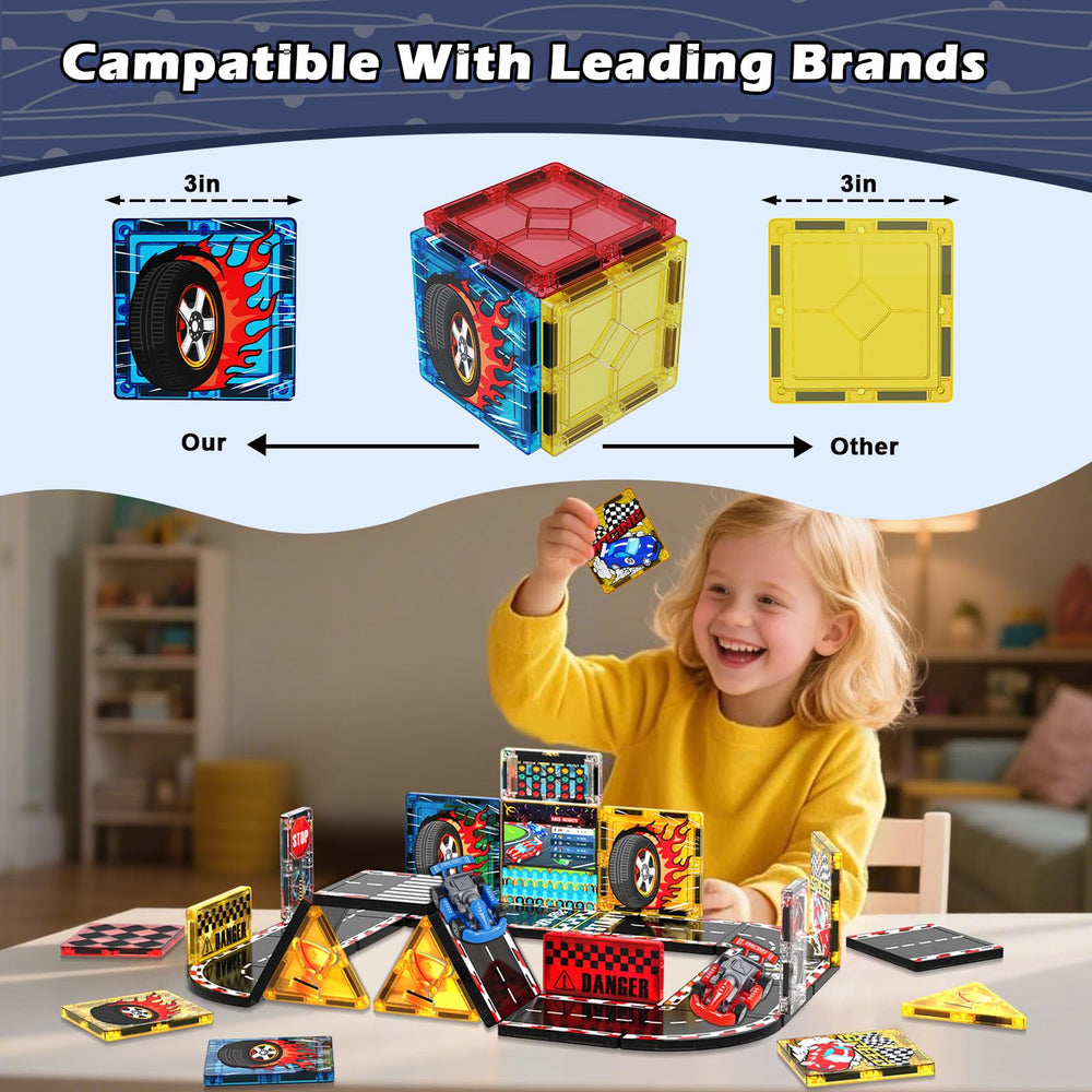Magnetopia Magnetic Tiles Road Set gift for young builders inspires imaginative play.