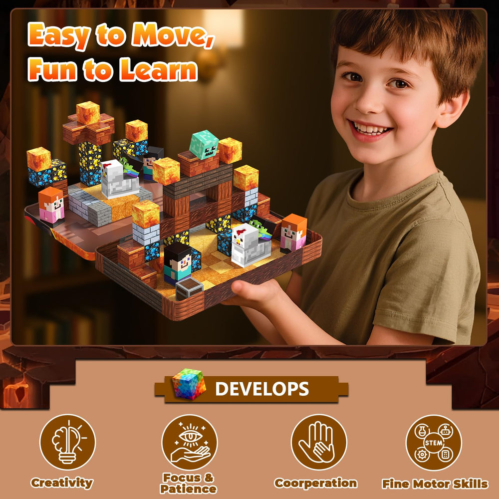 Magnetopia stem learning blocks show structure concepts and patterns.