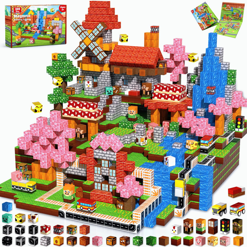 Magneverse 300-piece blocks with cherry blossom shapes for imaginative play and spatial skills