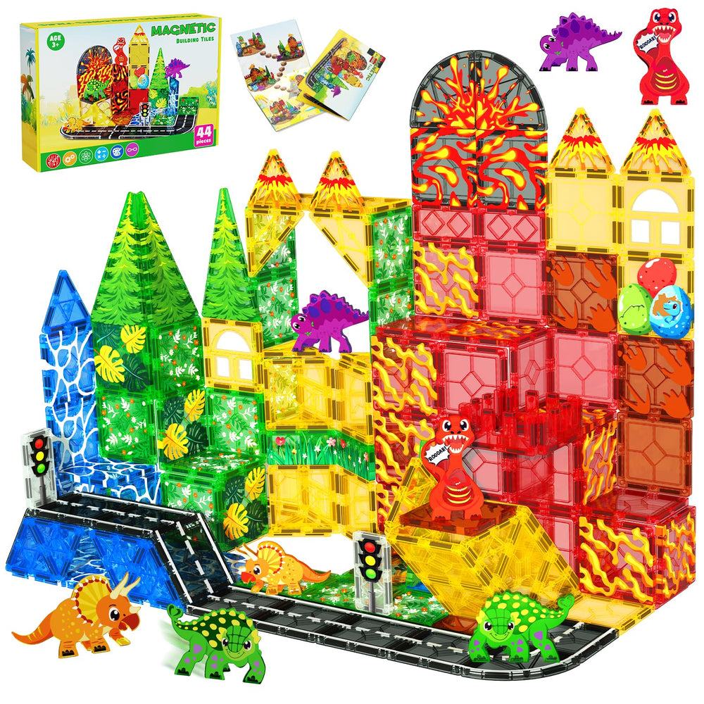 Magneverse dinosaur tiles pack for imaginative play and storytelling.