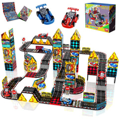 Magneverse Magnetic Tiles Road Set pit stop enables imaginative play and engineering practice