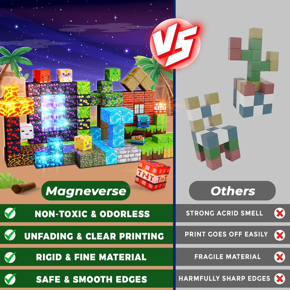 Magneverse safe, non-toxic materials for durable play.