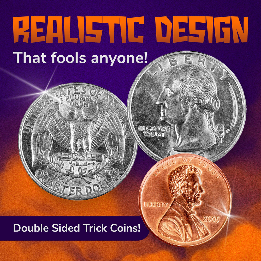 Magnus Magic double-headed penny back view ready for performances