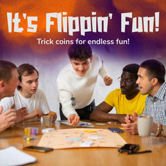 Magnus Magic coins on palm during a casual street performance