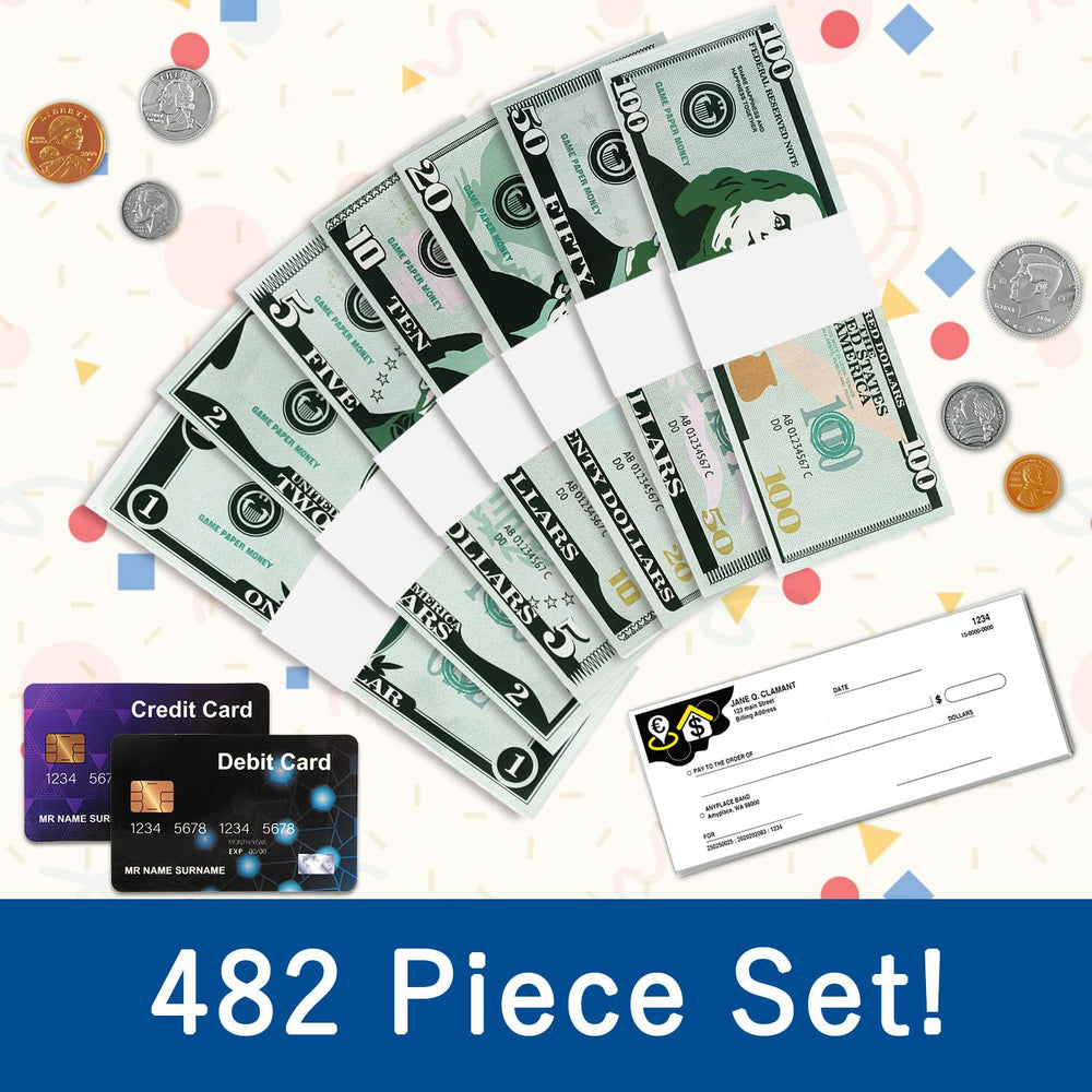 MAGLOGY 492 Pcs play set colorful money collection boosts counting fun