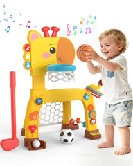 MAGTHIC 4-in-1 giraffe front view promotes active play and motor skills.