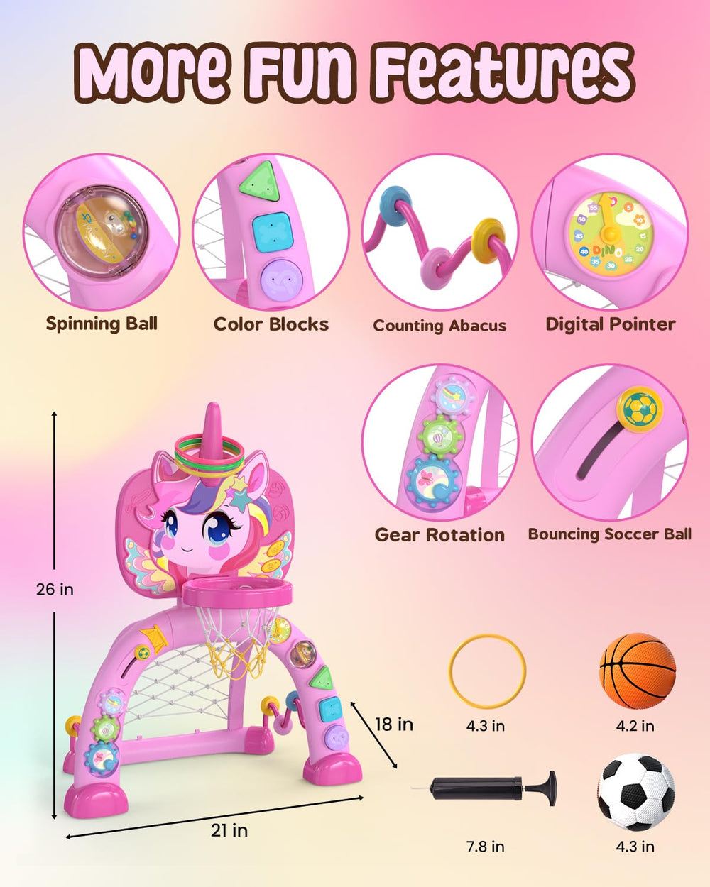 MAGTHIC Unicorn activity center with abacus and gears for curious minds.