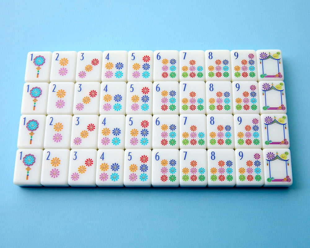 Mahjong Co Blossom set includes 160 acrylic tiles for versatile gameplay
