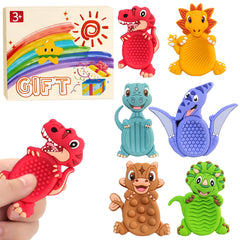 MAHMLOW dinosaur sensory toy pack close-up highlights soft silicone texture for calming play.