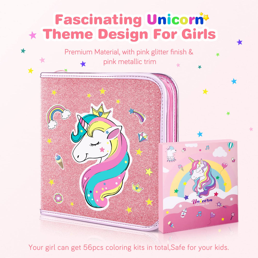 MAIGOZON portable unicorn storage case keeps supplies organized during travel.