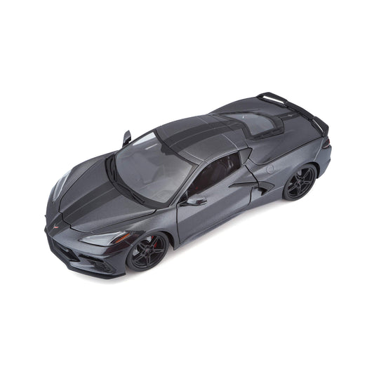 Maisto 1:18 Corvette Stingray Z51 grey body model for display.