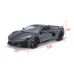 Maisto Stingray Z51 grey model with opening doors for interactive display.