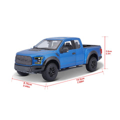Maisto Ford F-150 Raptor blue engine compartment detail for inspection.