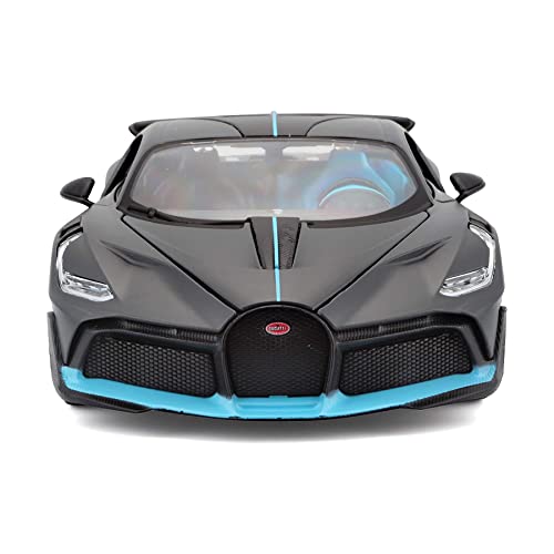 Maisto Bugatti DIVO 1:24 side view highlights dark gray finish.