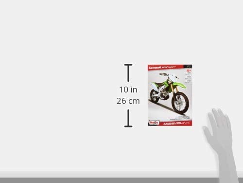 Maisto Kawasaki KX 450F 1:12 die-cast model shown on shelf or desk