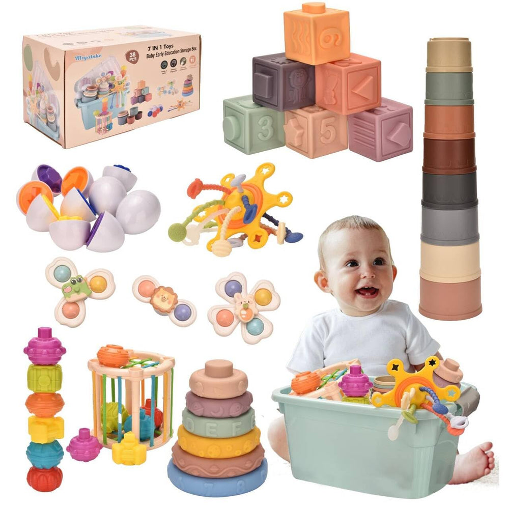 Majabike 6 soft building blocks support safe teething and fine motor play.