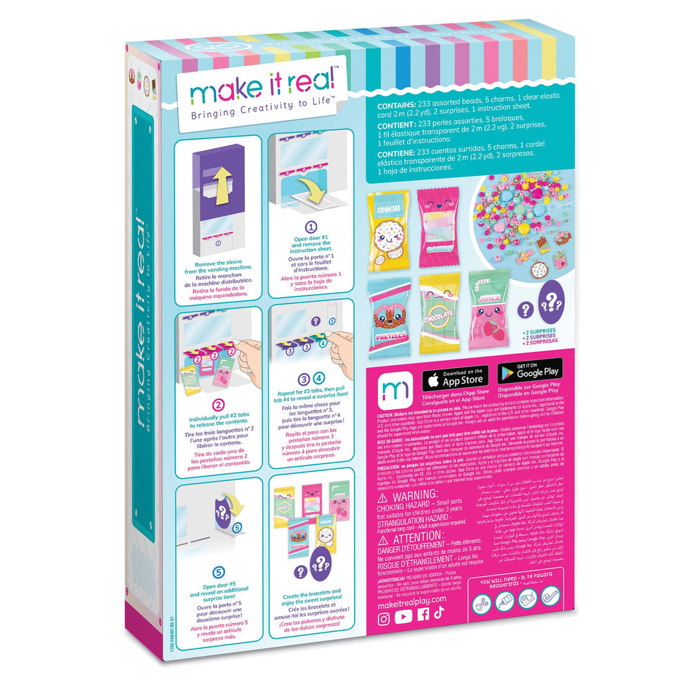 Make It Real Snackers vending machine five-bracelet set designed for kids aged 8 and up.