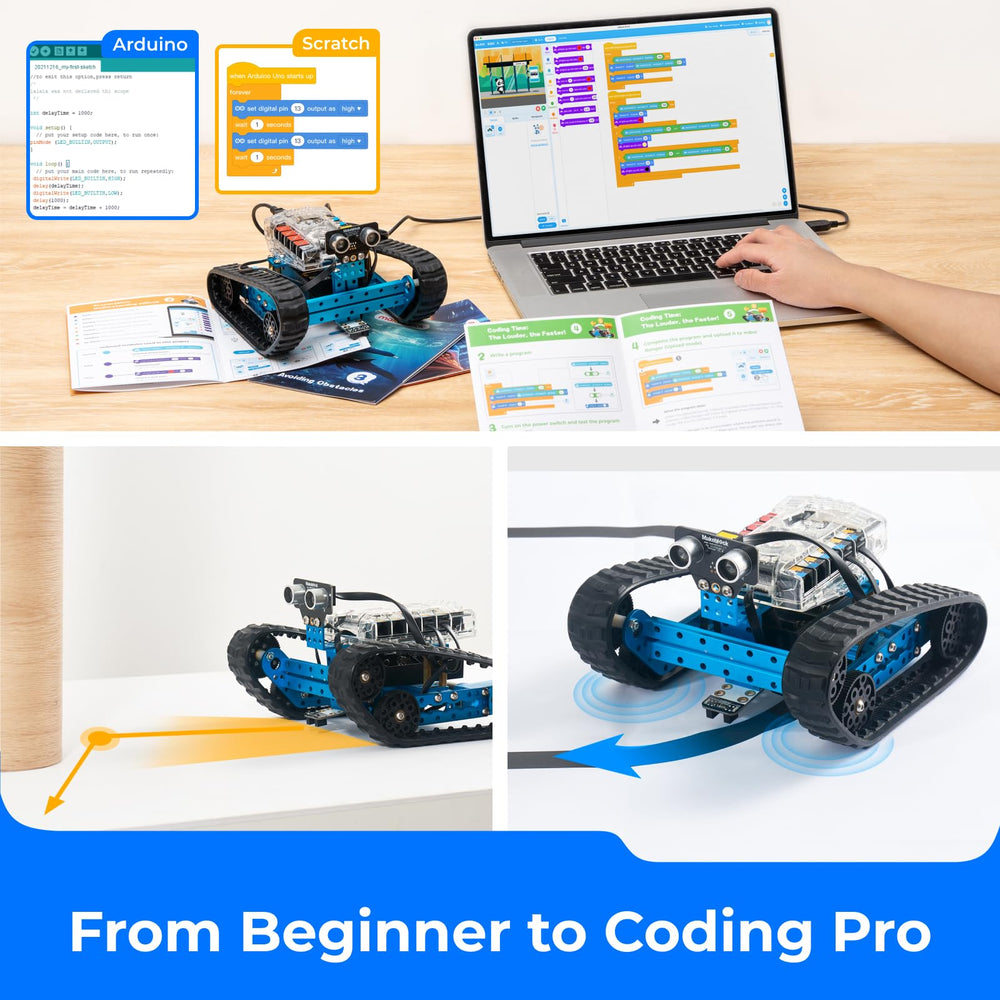 Makeblock mBot Ranger includes ultrasonic, line-tracking sensors for interactive projects.
