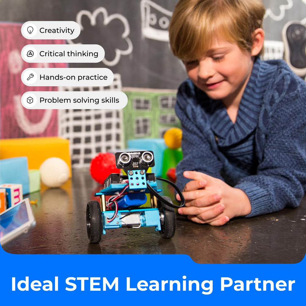 Makeblock mBot Ranger sturdy chassis supports indoor and outdoor play.
