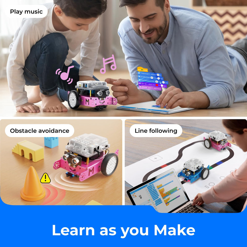 Makeblock mBot remote-control setup enables hands-on testing and play.