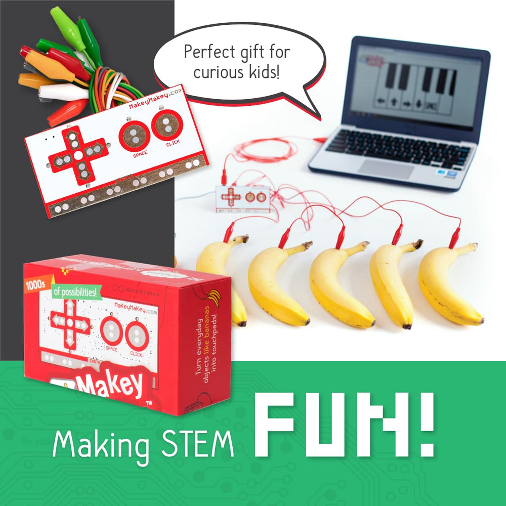 Makey Makey open-ended learning image highlights thousands of project possibilities.