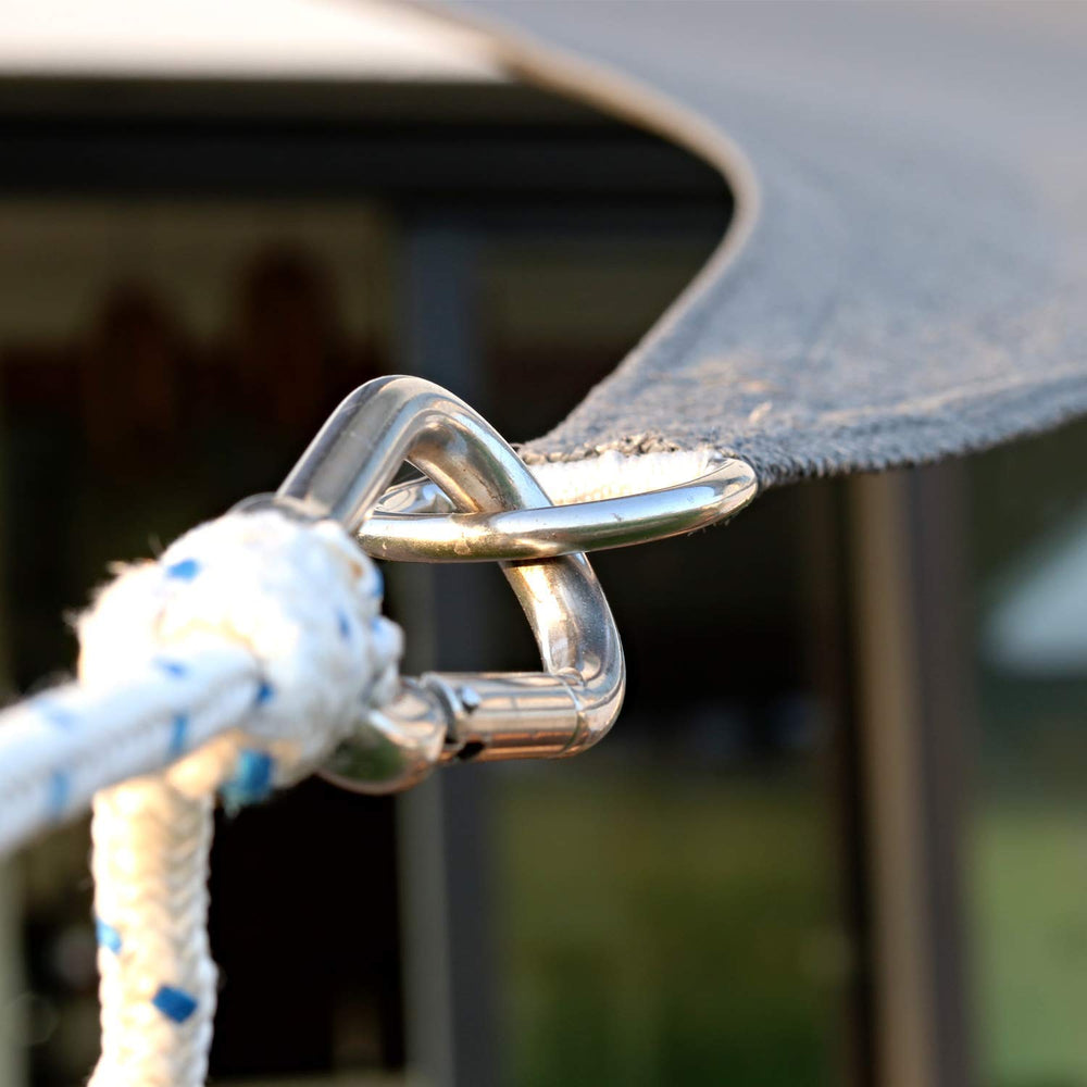 Maky Outdoors carabiner used for hammock setups with reliable anchors.