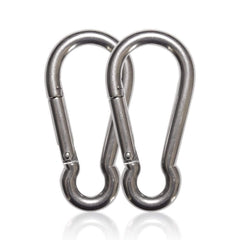 Maky Outdoors carabiner close-up steel finish highlights rugged construction and corrosion resistance.