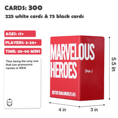 MalyGame Marvel Heroes card game closeup of cards and prompts for discussion