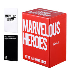MalyGame Marvel Heroes card game packshot on a table, ideal for party nights