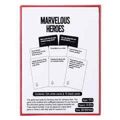MalyGame Marvel Heroes card game table setup with cards spread for play