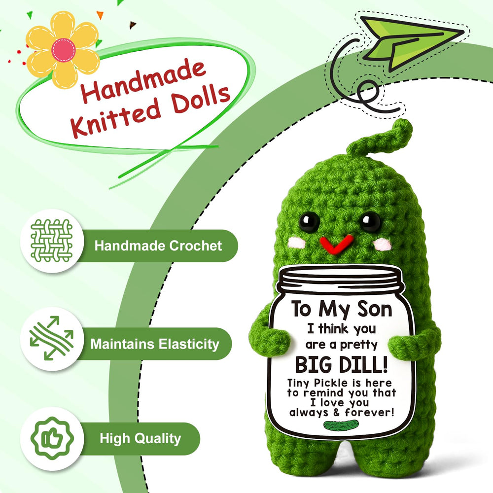 MAMAGIFTREE pickle with love note display, sweet keepsake for son.