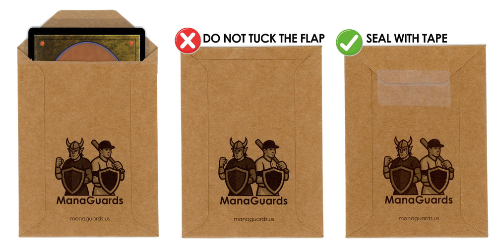 ManaGuards protective envelope side view highlighting sturdy kraft stock