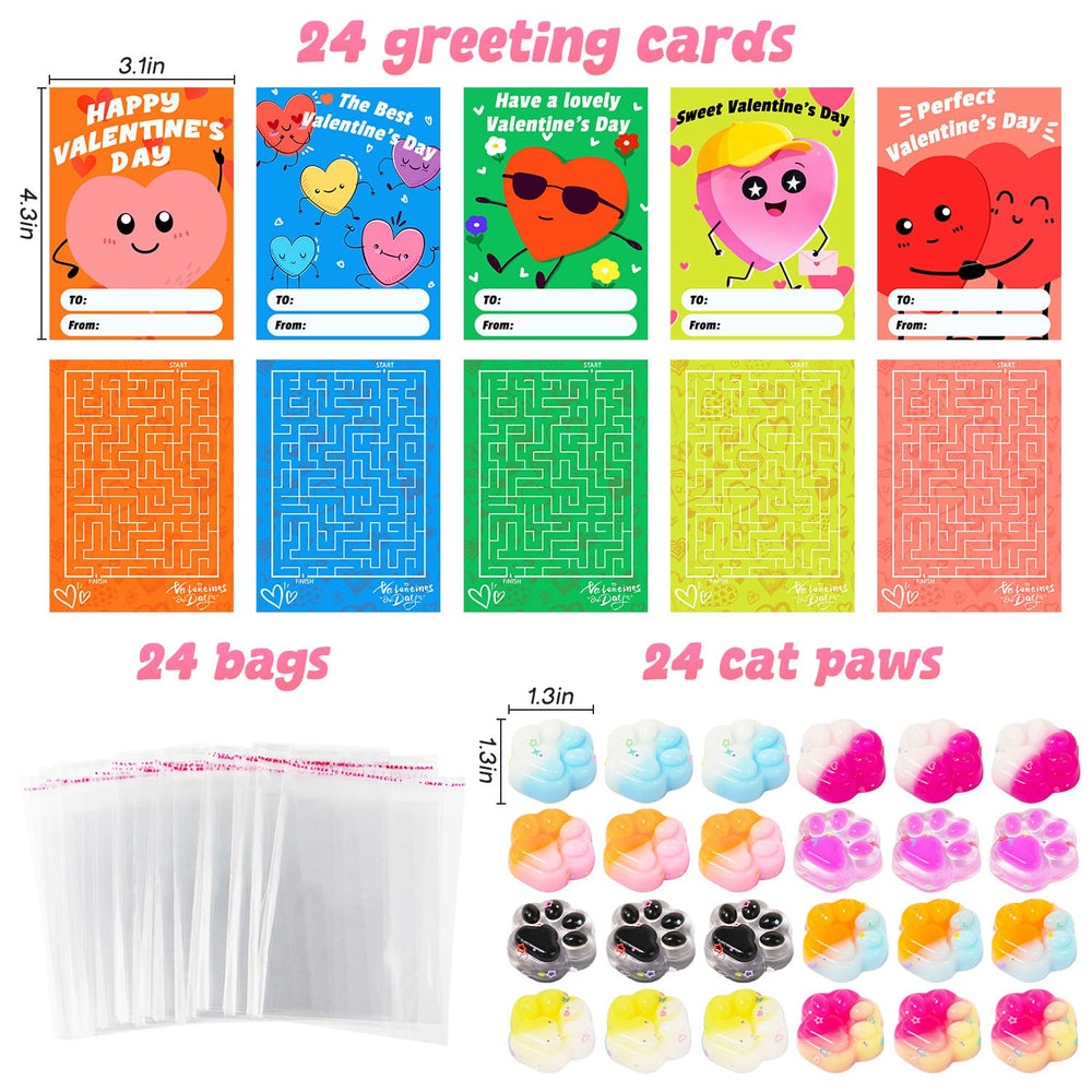 Manekulis valentines-cards with cat-paw design for easy exchanges