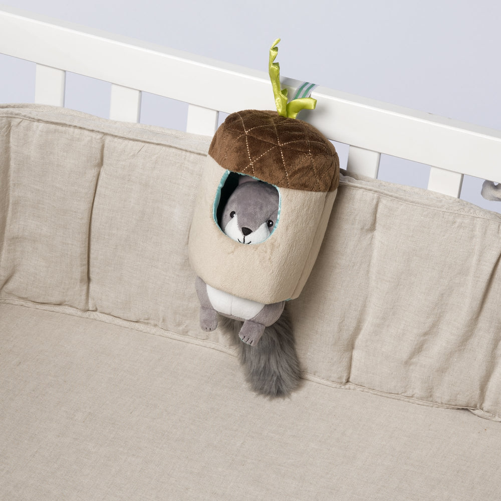 Manhattan Toy Lullaby Squirrel plush-ears: secure attachment to crib or stroller.