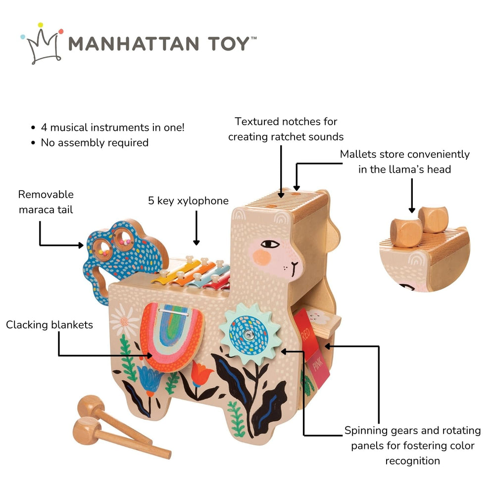 Manhattan Toy Musical Lili Llama saddle blankets used as drums.