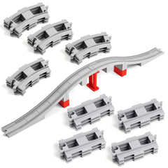 MANNIDOO 34-piece train bridge tracks set enables versatile layouts and imaginative play.
