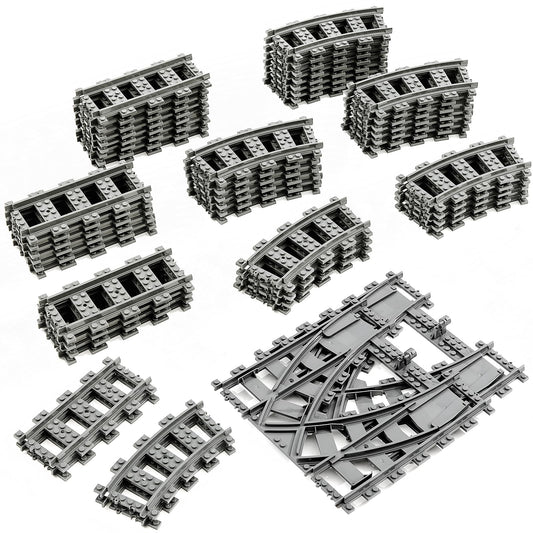 MANNIDOO Classic City Train Tracks 54-piece set with curved sections supports imaginative layouts.