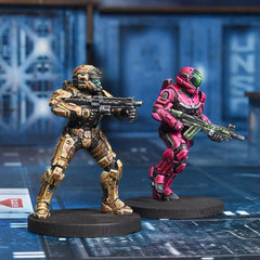 Tabletop battlefield scene from Halo Flashpoint skirmish.