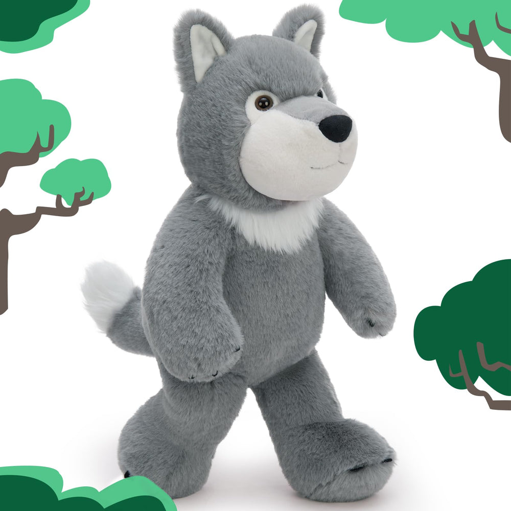 MaoGoLan 22-inch big stuffed wolf plush, a cuddly decor centerpiece for kids' rooms.