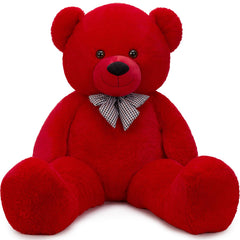 MaoGoLan 55-inch giant teddy bear with red plush fur for cozy hugs and visual impact
